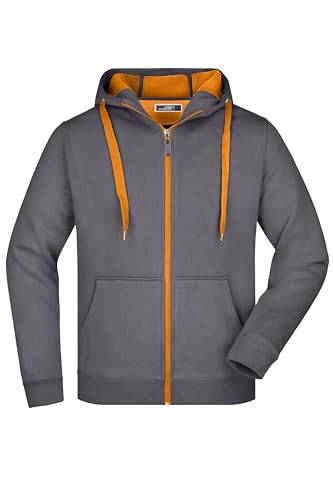 James & Nicholson Herren Bonding Jacke - Sportliche Kapuzenjacke mit Fleecefutter | Farbe: carbon/orange | Grösse: XL von James & Nicholson