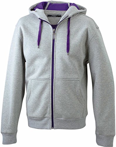 James & Nicholson Herren Bonding Jacke - Sportliche Kapuzenjacke mit Fleecefutter | Farbe: grey-heather/purple | Grösse: L von James & Nicholson