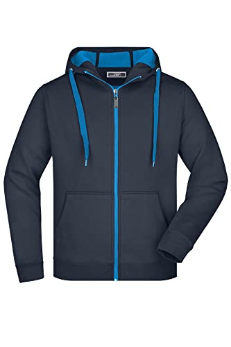 James & Nicholson Herren Bonding Jacke - Sportliche Kapuzenjacke mit Fleecefutter | Farbe: navy/aqua | Grösse: L von James & Nicholson