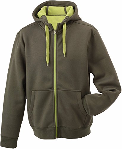 James & Nicholson Herren Bonding Jacke - Sportliche Kapuzenjacke mit Fleecefutter | Farbe: olive/lime-green | Grösse: L von James & Nicholson