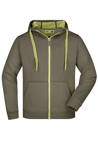James & Nicholson Herren Bonding Jacke - Sportliche Kapuzenjacke mit Fleecefutter | Farbe: olive/lime-green | Grösse: M von James & Nicholson