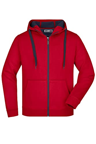 James & Nicholson Herren Bonding Jacke - Sportliche Kapuzenjacke mit Fleecefutter | Farbe: red/carbon | Grösse: XL von James & Nicholson