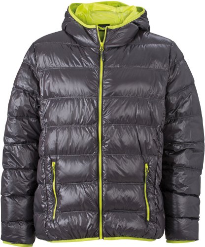 James & Nicholson Herren Daunenjacke Men's Down Jacket XL,Karbon/Säuregelb von James & Nicholson