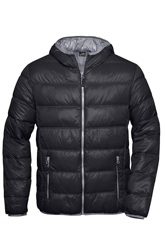 James & Nicholson Herren Daunenjacke ultraleicht - Trendige Daunenjacke für die Übergangszeit | Farbe: black/grey | Grösse: L von James & Nicholson