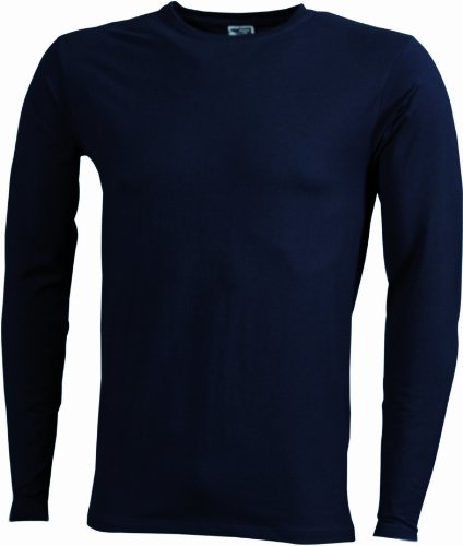 James & Nicholson Herren Elastic-T Longsleeve T-Shirt, Blau (Navy), 40 (Herstellergröße: XL) von James & Nicholson