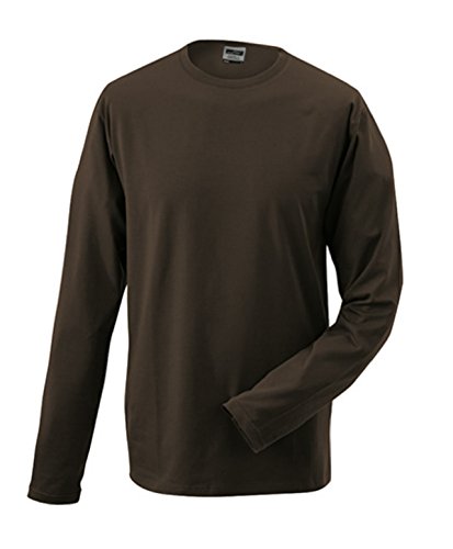 James & Nicholson Herren Elastic-T Longsleeve T-Shirt, Braun (Brown), 42 (Herstellergröße: XXL) von James & Nicholson