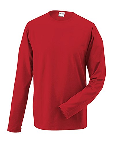 James & Nicholson Herren Elastic-T Longsleeve T-Shirt, Rot (red), 38 (Herstellergröße: L) von James & Nicholson