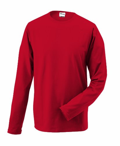 James & Nicholson Herren Elastic-T Longsleeve T-Shirt, Rot (red), 42 (Herstellergröße: XXL) von James & Nicholson