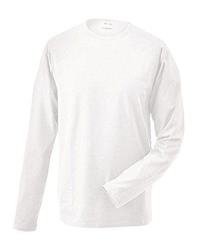 James & Nicholson Herren Elastic-T Longsleeve T-Shirt, Weiß (White), 40 (Herstellergröße: XL) von James & Nicholson
