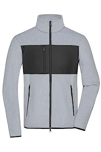 James & Nicholson Herren Fleece Jacke - Fleecejacke im Materialmix | Farbe: light-melange/black | Grösse: M von James & Nicholson