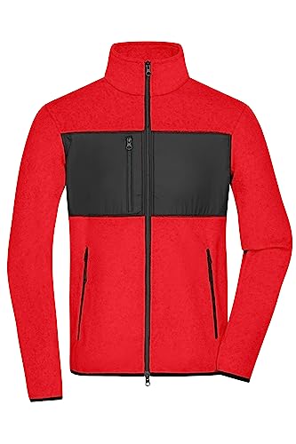 James & Nicholson Herren Fleece Jacke - Fleecejacke im Materialmix | Farbe: red/black | Grösse: M von James & Nicholson