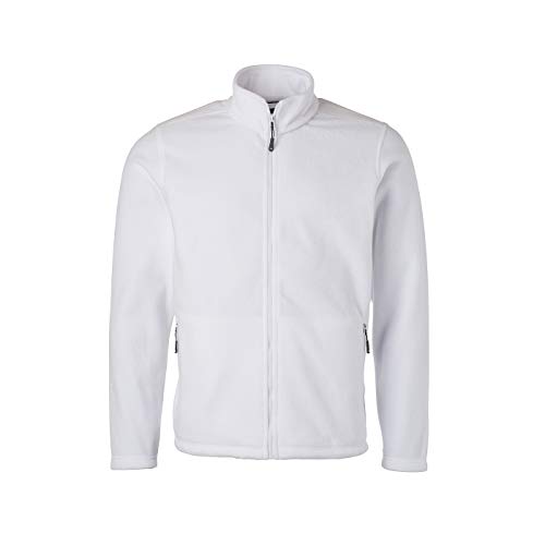 James & Nicholson - Herren Fleece Jacke mit Stehkragen im klassischen Design (XXL, White) von James & Nicholson