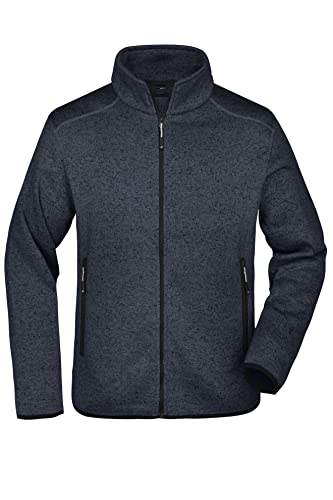 James & Nicholson Herren Fleece Strickjacke - Modische Strickfleecejacke in schmaler Form | Farbe: dark-grey-melange/silver | Grösse: 3XL von James & Nicholson