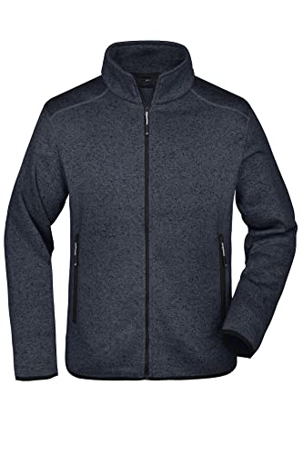 James & Nicholson Herren Fleece Strickjacke - Modische Strickfleecejacke in schmaler Form | Farbe: Dark-Grey-Melange/Silver | Grösse: L von James & Nicholson