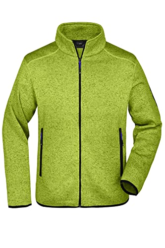 James & Nicholson Herren Fleece Strickjacke - Modische Strickfleecejacke in schmaler Form | Farbe: kiwi-melange/royal | Grösse: 3XL von James & Nicholson