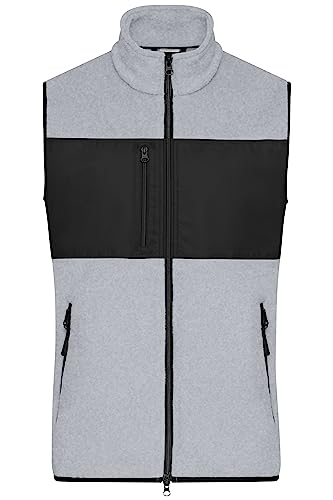 James & Nicholson Herren Fleece Weste - Fleeceweste in Materialmix | Farbe: light-melange/black | Grösse: XL von James & Nicholson