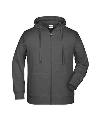 James & Nicholson Herren Hoody Sweatjacke - Sportliche Sweatjacke aus Bio-Baumwolle | Farbe: graphite | Grösse: 3XL von James & Nicholson