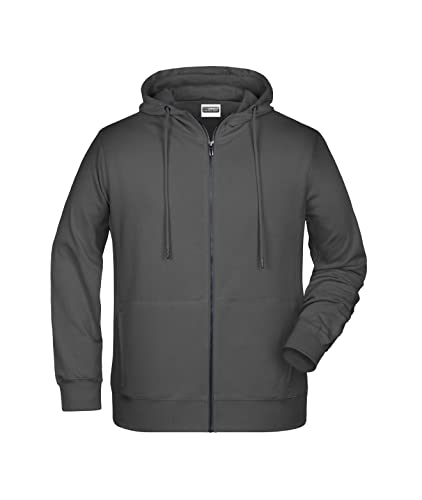 James & Nicholson Herren Hoody Sweatjacke - Sportliche Sweatjacke aus Bio-Baumwolle | Farbe: graphite | Grösse: XXL von James & Nicholson