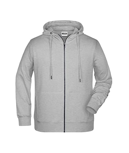 James & Nicholson Herren Hoody Sweatjacke - Sportliche Sweatjacke aus Bio-Baumwolle | Farbe: grey-heather | Grösse: S von James & Nicholson