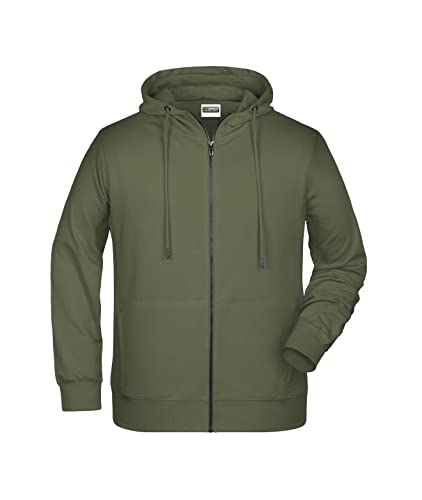 James & Nicholson Herren Hoody Sweatjacke - Sportliche Sweatjacke aus Bio-Baumwolle | Farbe: olive | Grösse: L von James & Nicholson