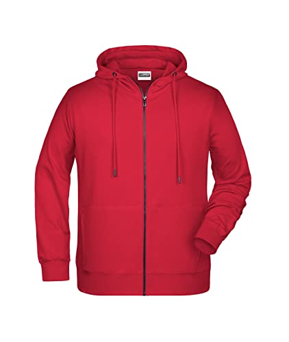 James & Nicholson Herren Hoody Sweatjacke - Sportliche Sweatjacke aus Bio-Baumwolle | Farbe: red | Grösse: XXL von James & Nicholson