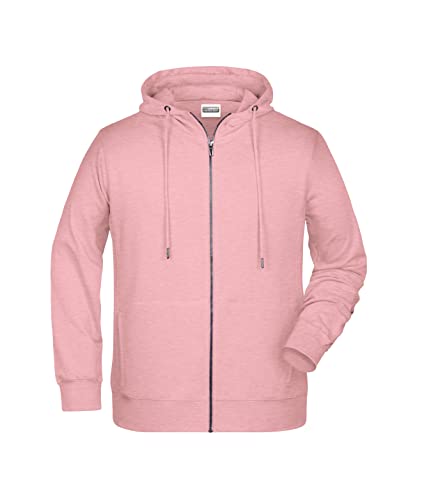 James & Nicholson Herren Hoody Sweatjacke - Sportliche Sweatjacke aus Bio-Baumwolle | Farbe: rose-melange | Grösse: M von James & Nicholson