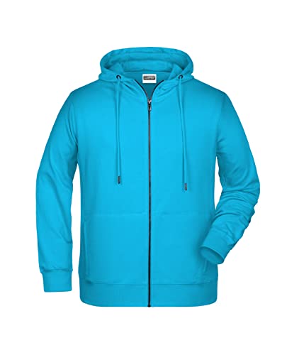 James & Nicholson Herren Hoody Sweatjacke - Sportliche Sweatjacke aus Bio-Baumwolle | Farbe: turquoise | Grösse: XL von James & Nicholson