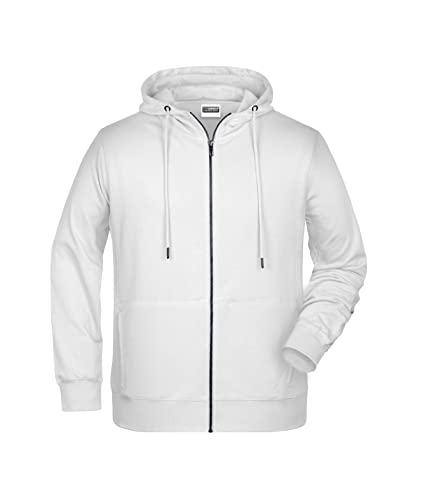 James & Nicholson Herren Hoody Sweatjacke - Sportliche Sweatjacke aus Bio-Baumwolle | Farbe: white | Grösse: 4XL von James & Nicholson