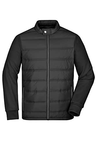 James & Nicholson Herren Hybrid Sweatjacke - Schmal geschnittene Jacke in attraktivem Materialmix | Farbe: black | Grösse: XXL von James & Nicholson