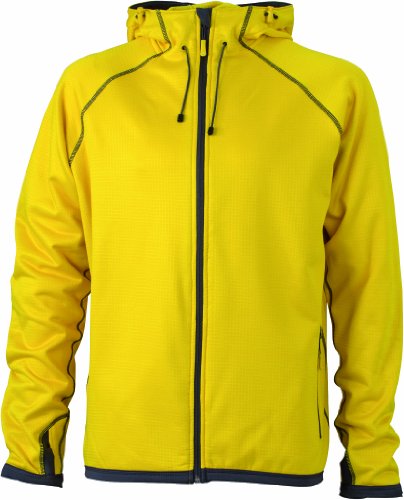 James & Nicholson Herren Jacke Fleecejacke Men's Hooded gelb (yellow/carbon) Large von James & Nicholson