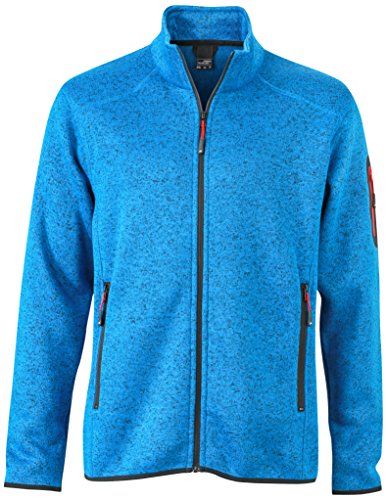 James & Nicholson Herren Jacke Jacke Knitted Fleece Jacket blau (Royal-Melange/Red) Large von James & Nicholson