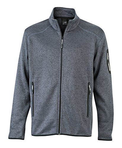 James & Nicholson Herren Jacke Jacke Knitted Fleece Jacket grau (Dark-Grey-Melange/Silver) Large von James & Nicholson