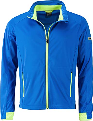 James & Nicholson Herren Jacke Men's Sports Softshell Jacket, Blau (Bright-Blue/Bright-Yellow Bright-Blue/Bright-Yellow), XL von James & Nicholson