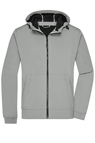 James & Nicholson Herren Kapuzen Softshelljacke - Klassische Kapuzenjacke aus Softshell | Farbe: light-grey/black | Grösse: XXL von James & Nicholson