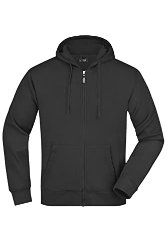James & Nicholson Herren Kapuzenjacke - Klassische Sweatjacke mit doppellagiger Kapuze | Farbe: black | Grösse: L von James & Nicholson