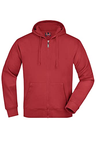 James & Nicholson Herren Kapuzenjacke - Klassische Sweatjacke mit doppellagiger Kapuze | Farbe: red | Grösse: L von James & Nicholson