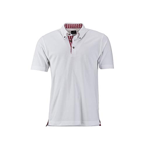 James & Nicholson - Herren Klassisches Polo im Trachtenlook (3XL, White/red-White) von James & Nicholson