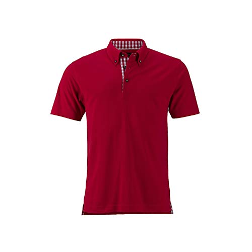 James & Nicholson - Herren Klassisches Polo im Trachtenlook (M, red/red-White) von James & Nicholson