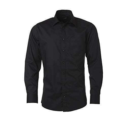 James & Nicholson - Herren Klassisches Shirt aus pflegeleichtem Mischgewebe (L, Black) von James & Nicholson