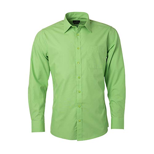 James & Nicholson - Herren Klassisches Shirt aus pflegeleichtem Mischgewebe (M, Lime-Green) von James & Nicholson