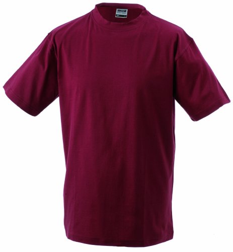James & Nicholson Herren Kurzarm T-Shirt Round - T - Heavy ÜG, Gr. XXX-Large, Rot (wine) von James & Nicholson