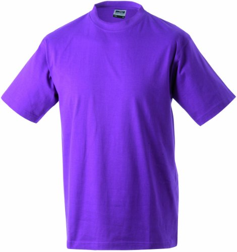 James & Nicholson Herren Kurzarm T-Shirt Round - T - Heavy ÜG, Gr. XXXXX-Large, Rot (purple) von James & Nicholson