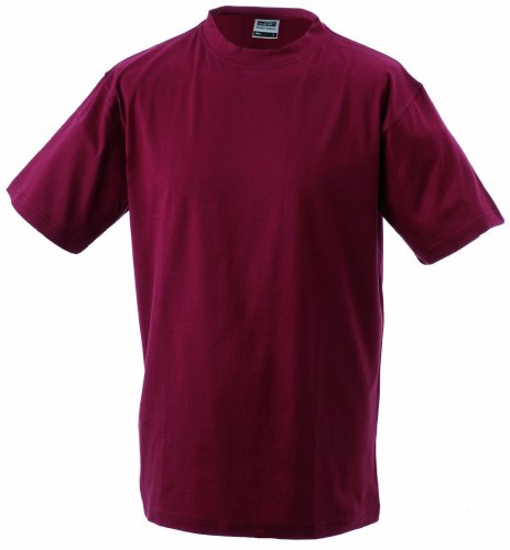 James & Nicholson Herren Kurzarm T-Shirt Round - T - Heavy ÜG, Gr. XXXXX-Large, Rot (wine) von James & Nicholson