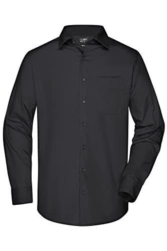 James & Nicholson Herren Langarm Business Hemd - Klassisches Herrenhemd in 11 Farben | Farbe: Black | Grösse: 6XL von James & Nicholson