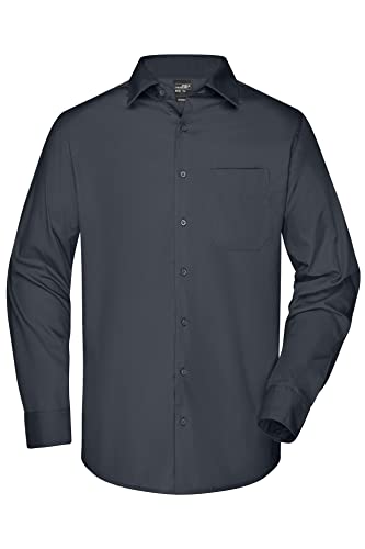 James & Nicholson Herren Langarm Business Hemd - Klassisches Herrenhemd in 11 Farben | Farbe: Carbon | Grösse: 5XL von James & Nicholson