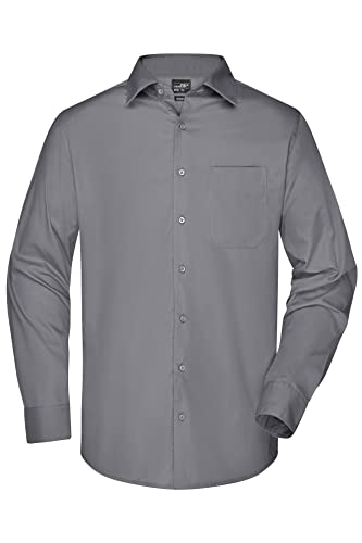 James & Nicholson Herren Langarm Business Hemd - Klassisches Herrenhemd in 11 Farben | Farbe: Steel | Grösse: 5XL von James & Nicholson