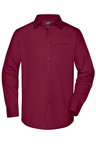 James & Nicholson Herren Langarm Business Hemd - Klassisches Herrenhemd in 11 Farben | Farbe: Wine | Grösse: 3XL von James & Nicholson