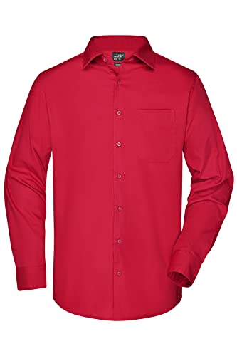 James & Nicholson Herren Langarm Business Hemd - Klassisches Herrenhemd in 11 Farben | Farbe: red | Grösse: 5XL von James & Nicholson