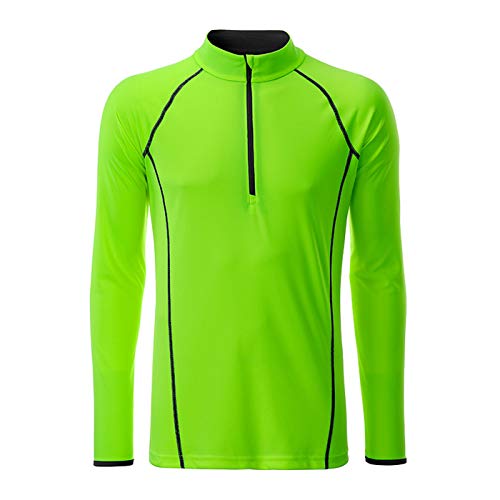 James & Nicholson - Herren Langarm Funktionsshirt für Fitness und Sport (L, Bright-Green/Black) von James & Nicholson