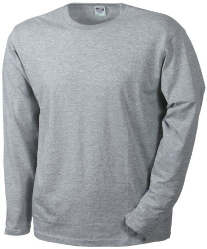 James & Nicholson Herren Langarmshirt Langarmshirt Medium grau (greyheather) Large von James & Nicholson